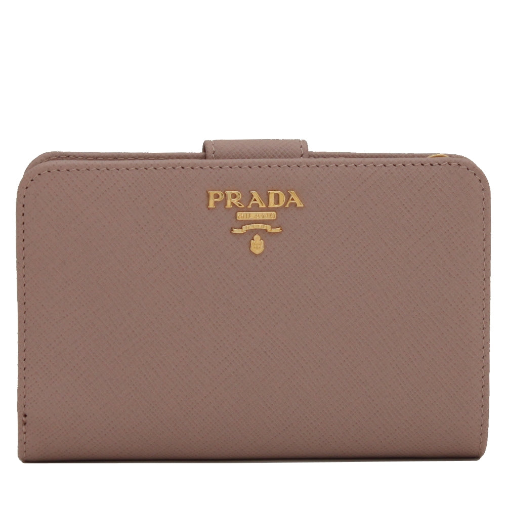 Prada 1ML225 Saffiano Leather French Wallet with Coin Zip Pocket