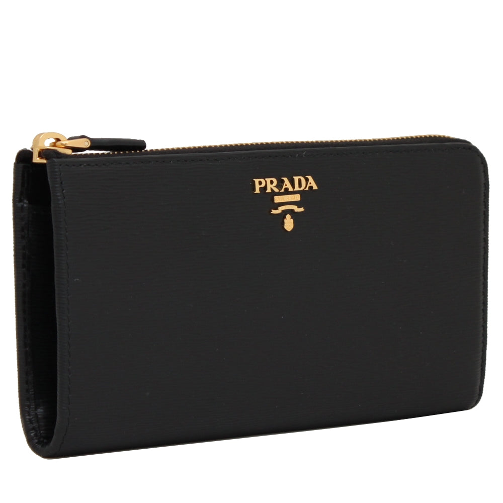 Prada 1ML183 Vitello Move Leather Long L-Shaped Zip Around Wallet ...
