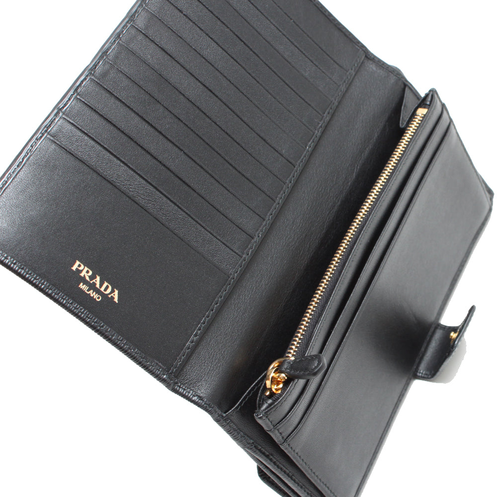 Prada 1MH133 Vitello Move Leather Continental Flap Wallet