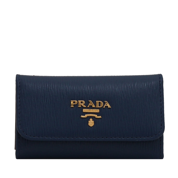 Prada 1PG222 Vitello Move Leather Key Case Holder- Bluette