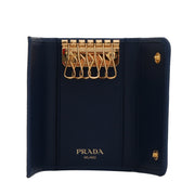 Prada 1PG222 Vitello Move Leather Key Case Holder- Bluette