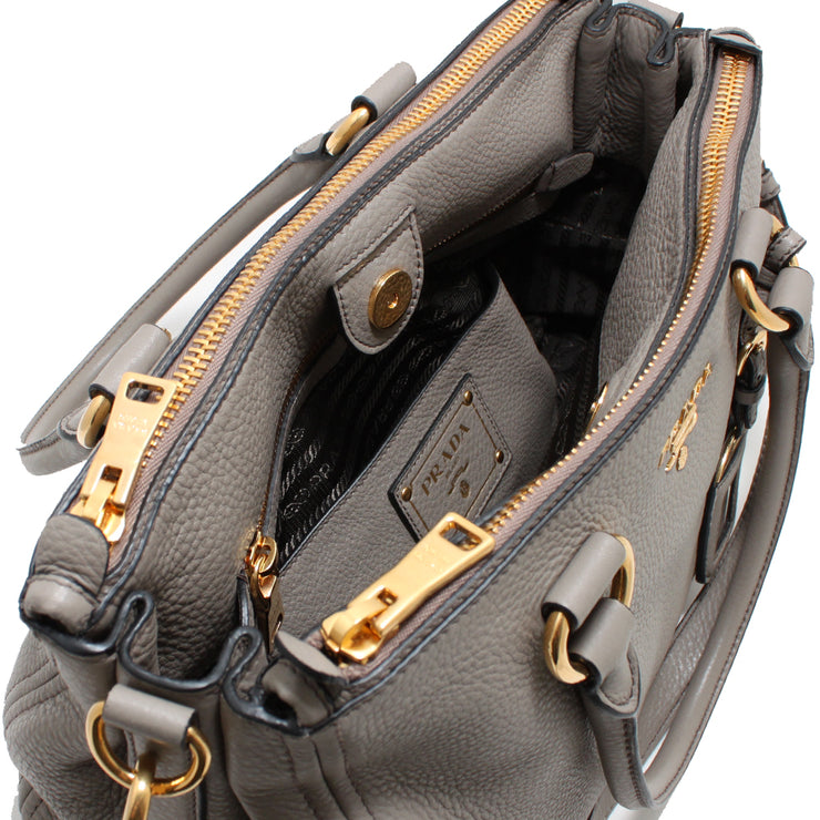 Prada 1BA866 Vitello Daino Leather Convertible Bag- Argilla