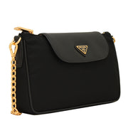 Prada 1BH085 Tessuto Nylon Convertible Clutch Sling Bag- Black