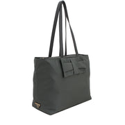 Prada 1BG052 Nylon Jacquard Bow Tote Bag- Ardesia