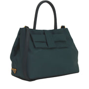 Prada 1BG068 Nylon Jacquard Shopping Convertible Bag- Denim
