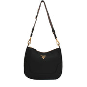 Prada 1BC052 Vitello Daino Leather Hobo Bag- Black