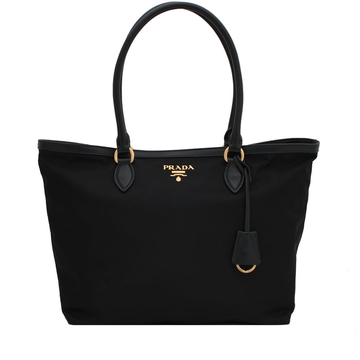 Prada 1BG158 Tessuto Nylon Tote Bag- Black