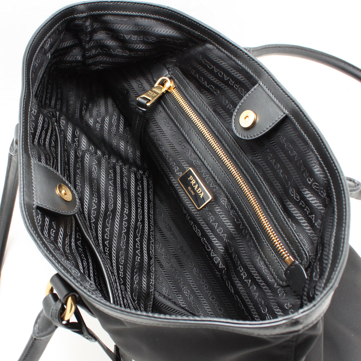 Prada 1BG158 Tessuto Nylon Tote Bag- Black