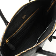 Prada 1BA063 Vitello Phenix Leather Convertible Bag- Black