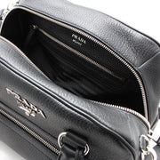 Prada 1BB054 Vitello Phenix Leather Convertible Bag- Black