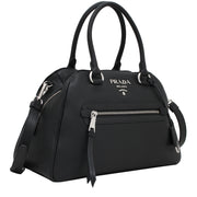 Prada 1BB054 Vitello Phenix Leather Convertible Bag- Black