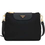 Prada 1BH933 Tessuto Nylon & Saffiano Leather Trim Crossbody Bag- Black
