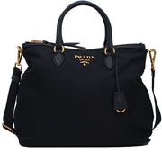 Prada 1BC060 Tessuto Nylon Convertible Bag- Bleu
