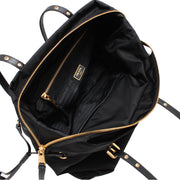 Prada 1BG292 Tessuto Nylon & Saffiano Leather Trim Top Zip Tote Bag- Black