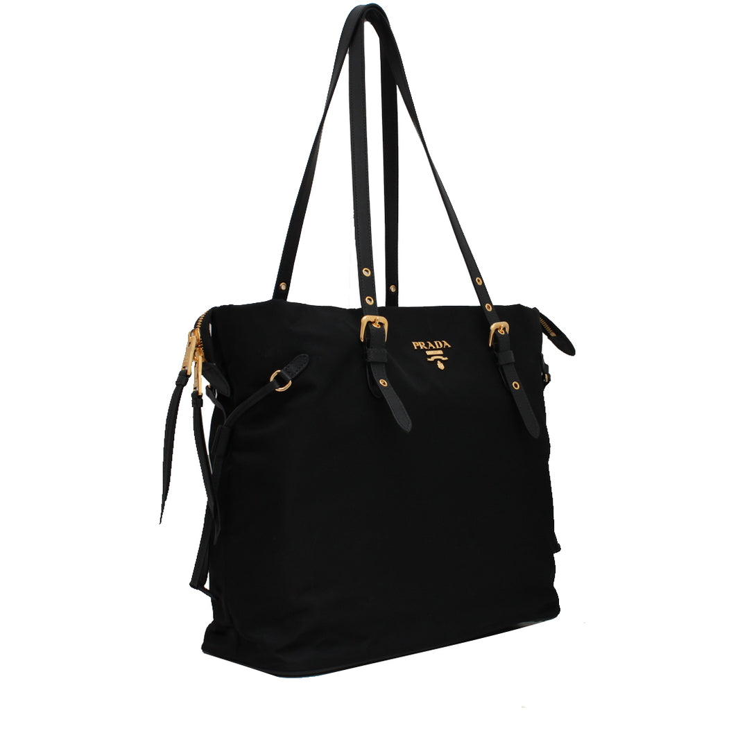 Prada 1BG292 Tessuto Nylon & Saffiano Leather Trim Top Zip Tote