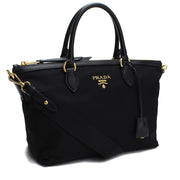 Prada 1BA104 Tessuto Nylon Convertible Tote Bag- Black