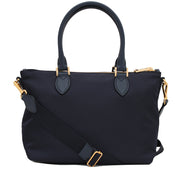 Prada 1BA275 Tessuto Nylon & Saffiano Leather Satchel Bag- Bleu