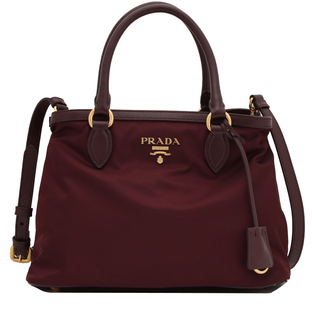 Prada 1BA173 Tessuto Nylon Convertible Satchel Bag- Granato