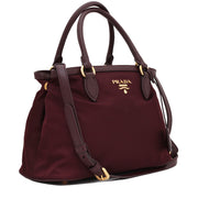 Prada 1BA173 Tessuto Nylon Convertible Satchel Bag- Granato