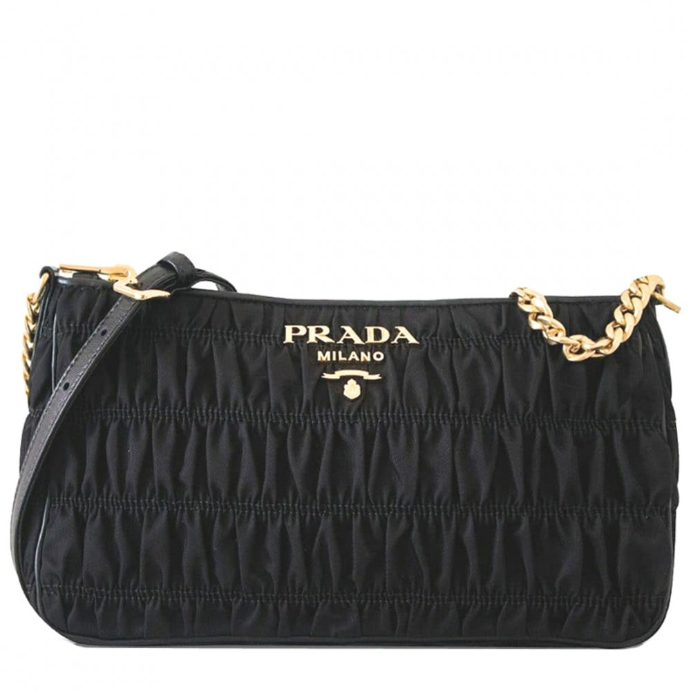 Prada 1BH152 Tessuto Gaufre Sling Bag- Black