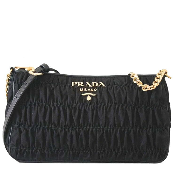 Prada 1BH152 Tessuto Gaufre Sling Bag- Black