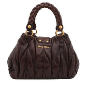 Miu Miu Matelasse Braided Handle Convertible Bag- Dark Brown