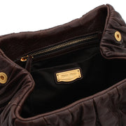 Miu Miu Matelasse Braided Handle Convertible Bag- Dark Brown
