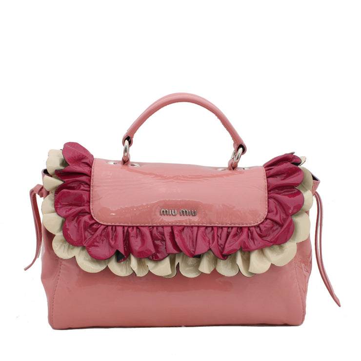 Miu Miu Convertible Patent Top Handle Bag with Flap