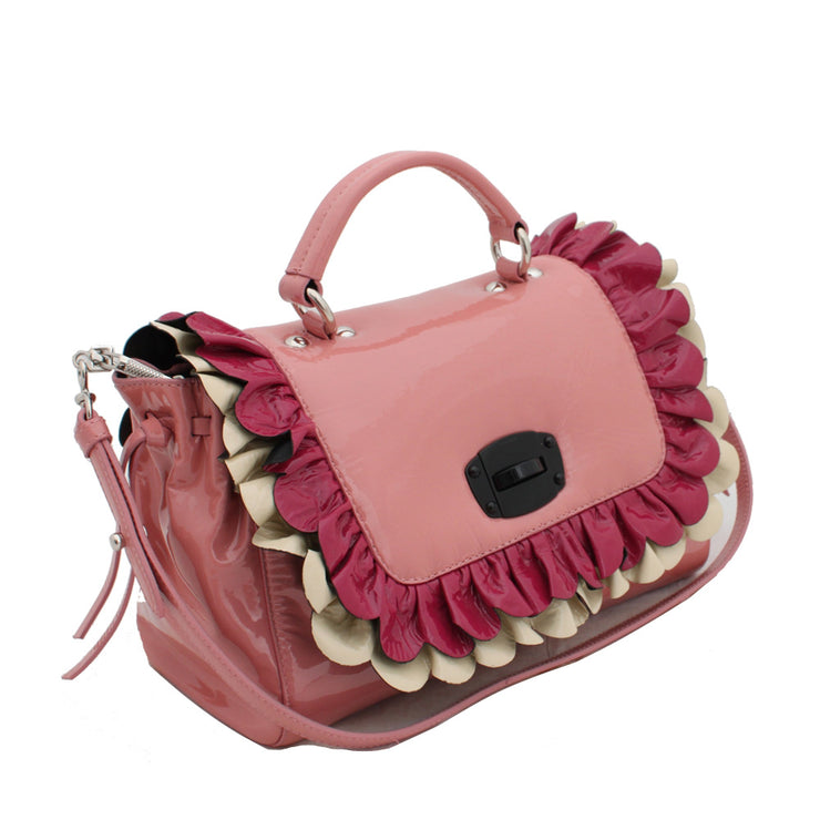 Miu Miu Convertible Patent Top Handle Bag with Flap