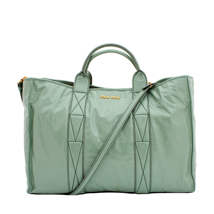 Miu Miu Tessuto Vernice Patent Tote Bag