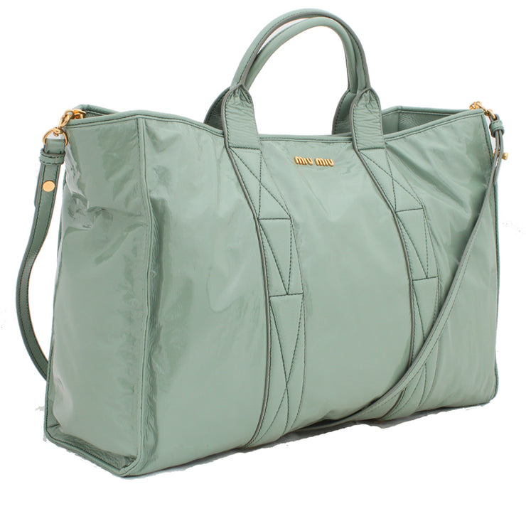 Miu Miu Tessuto Vernice Patent Tote Bag