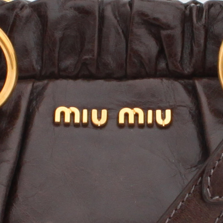 Miu Miu Shiny Calf Convertible Top Handle Bag