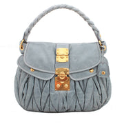 Miu Miu Shiny Calf Leather Metalasse Convertible Hobo Bag