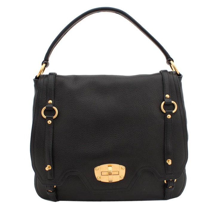 Miu Miu Deerskin Top Handle Hobo Bag with Flap