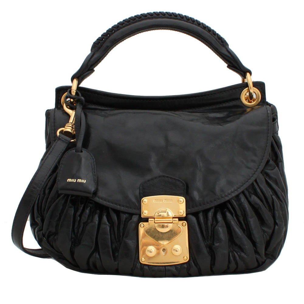 バッグ MIU MIU MATELASSE SHINY LEATHER HAND BAG Miu Miu Matelasse Purple Shinny calf leather Wrinkled