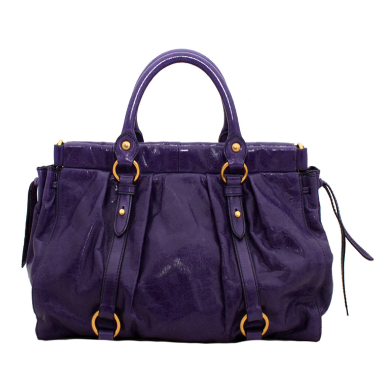 Miu Miu Shiny Calf Leather Top Handle Bag- Violet