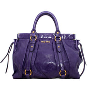 Miu Miu Shiny Calf Leather Top Handle Bag- Violet