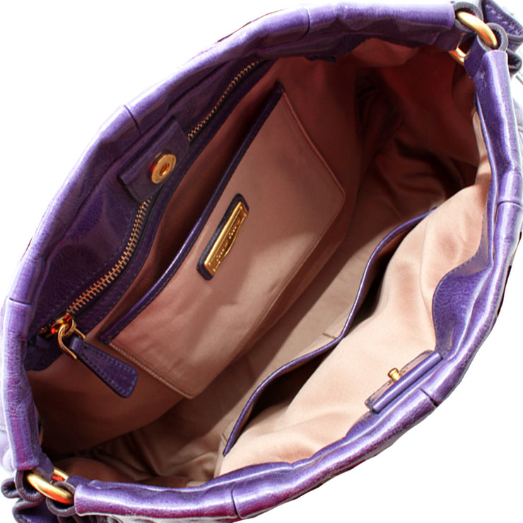Miu Miu Shiny Calf Leather Top Handle Bag- Violet