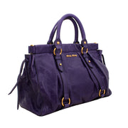 Miu Miu Shiny Calf Leather Top Handle Bag- Violet