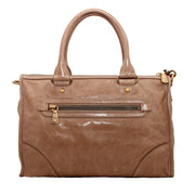 Miu Miu Vitello Shine Leather Convertible Tote Bag- Camel