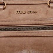 Miu Miu Vitello Shine Leather Convertible Tote Bag- Camel