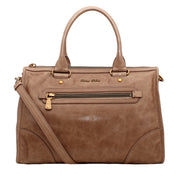 Miu Miu Vitello Shine Leather Convertible Tote Bag- Camel