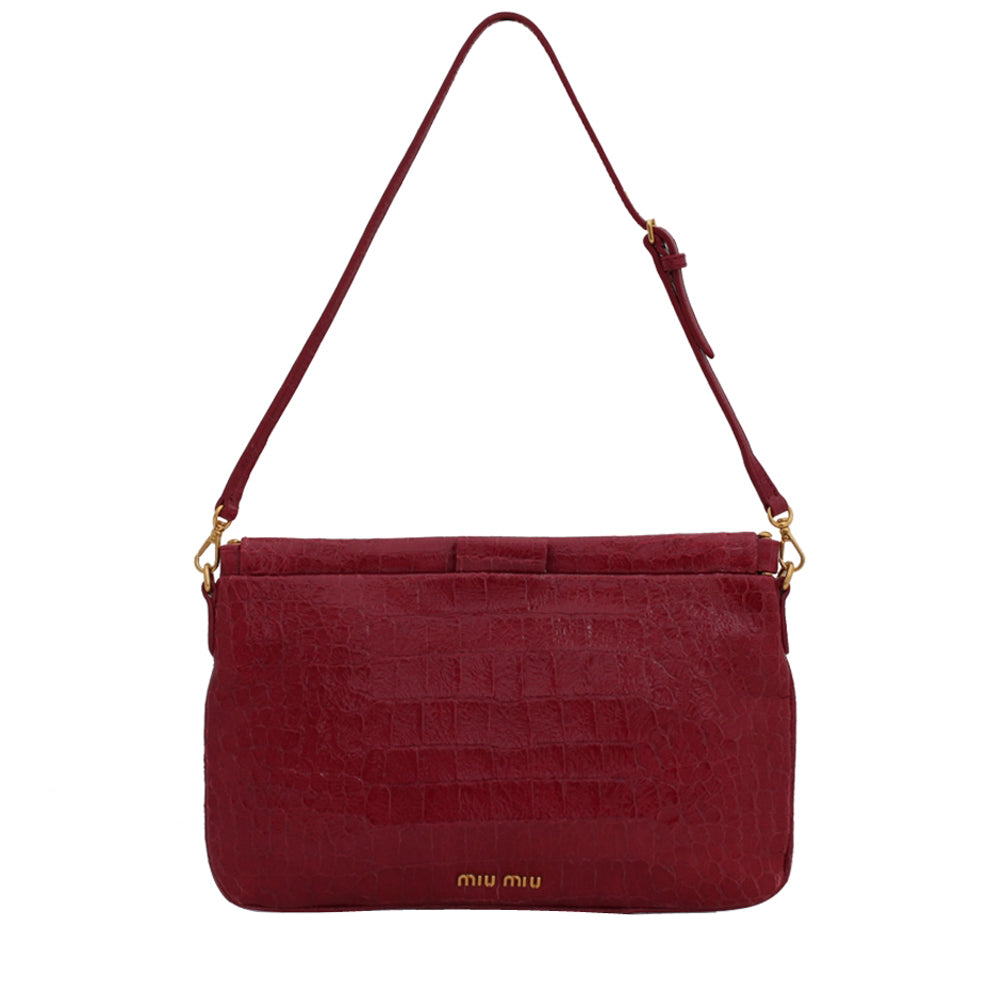 Miu Miu 5N1619 Croc Embossed Patent Leather Clutch Bag