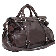 Miu Miu RT0365 Vitello Lux Bag- Burnt Brown