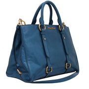 Miu Miu RN1037 Vitello Shine Convertible Tote Bag- Ocean