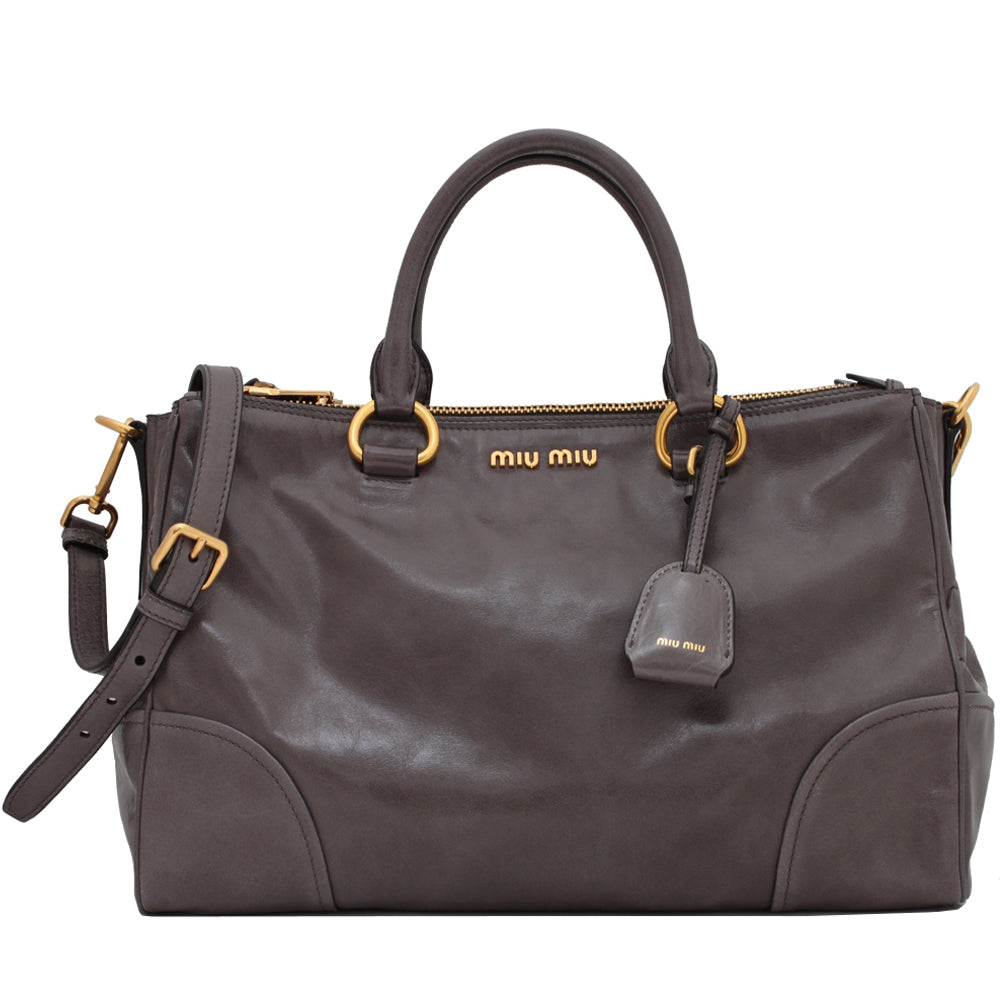 Miu Miu RN1091 Vitello Shine Convertible Tote Bag – PinkOrchard.com