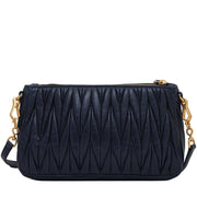 Miu Miu 5BC892 Matelasse Lux Leather Convertible Clutch Bag- Bluette