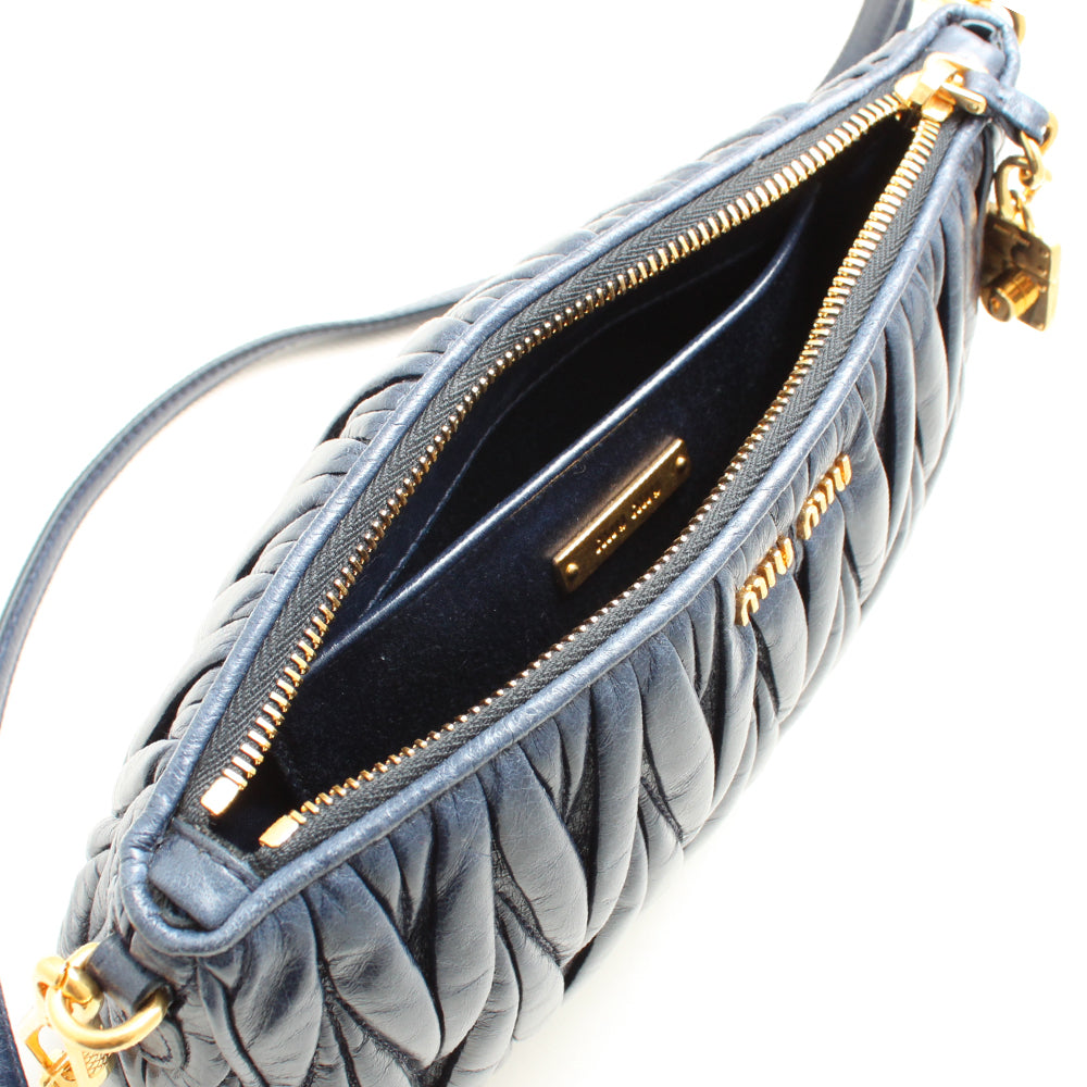 MIU MIU Studs Logo Gold Hardware Clutch Bag Leather Pouch