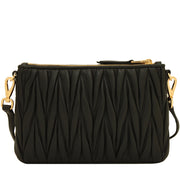 Miu Miu 5BH057 Matelasse Leather Convertible Clutch Bag- Black