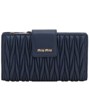 Miu Miu 5ML015 Matelasse Leather Wallet- Zaffiro